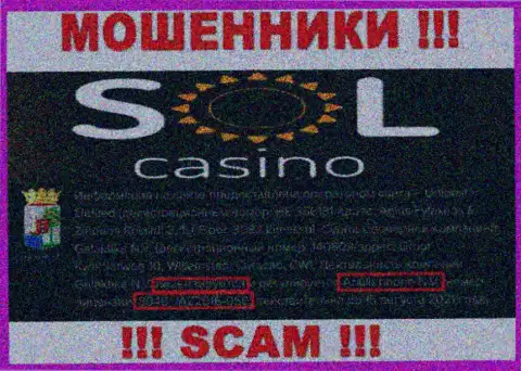 Будьте весьма внимательны, зная лицензию Sol Casino с их сайта, уберечься от неправомерных манипуляций не выйдет - это МОШЕННИКИ !!!