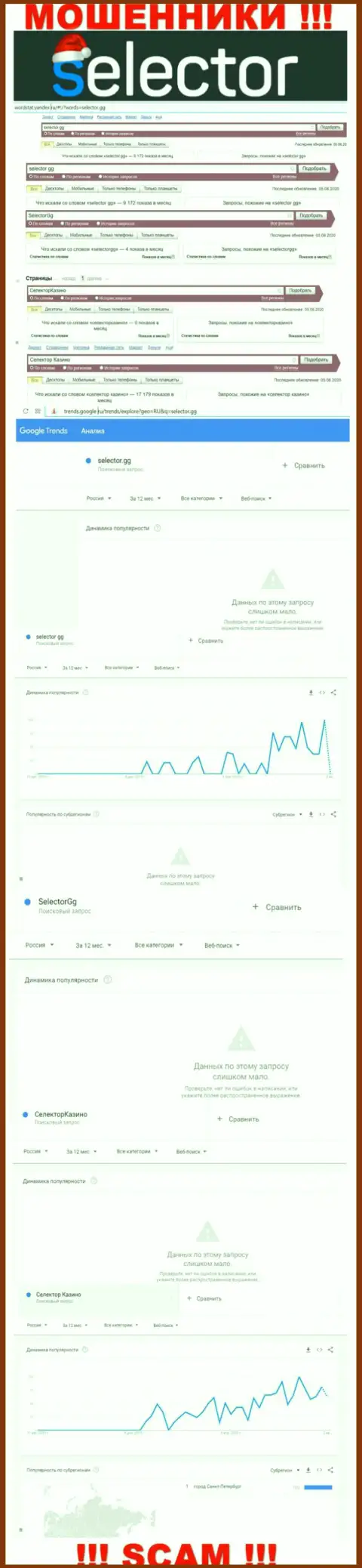 Подробный анализ online запросов по жульнической организации Selector Gg