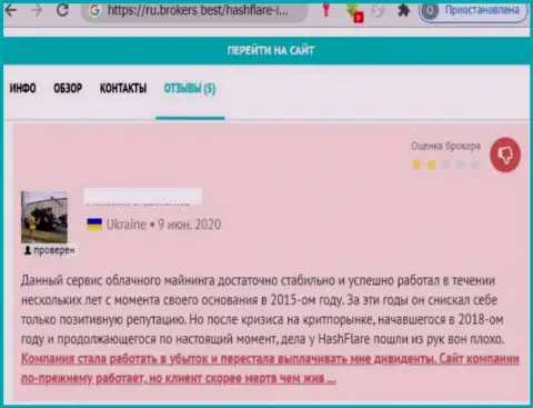 Хэш Флэр - это ВОРЮГИ, именно так сказал клиент, который работал с указанной организацией