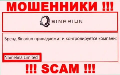 Вы не сможете сберечь собственные финансовые активы имея дело с компанией Binariun Net, даже если у них имеется юридическое лицо Namelina Limited