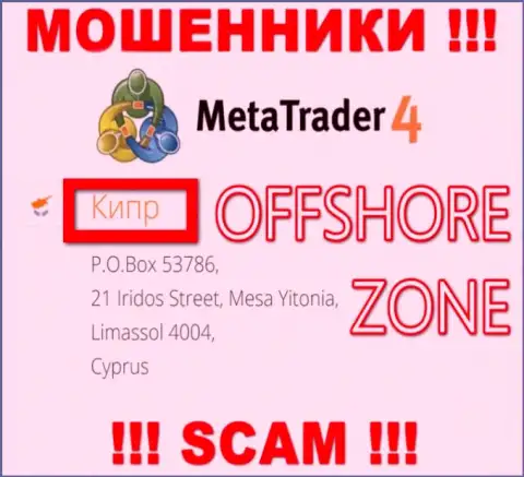 Контора МетаТрейдер 4 зарегистрирована очень далеко от слитых ими клиентов на территории Cyprus
