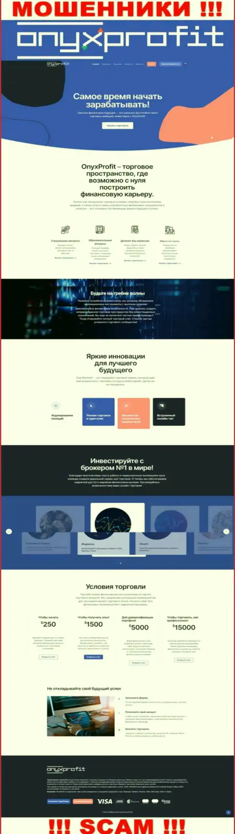 Основная страница официального веб-сервиса мошенников Оникс Профит