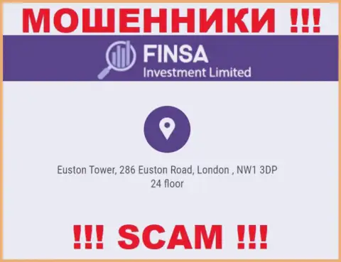 Избегайте взаимодействия с организацией FinsaInvestmentLimited - данные ворюги представляют ложный адрес