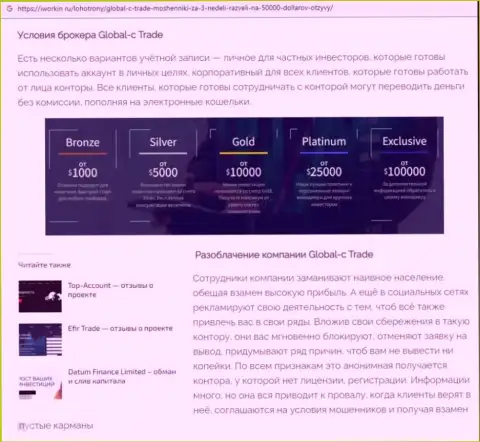 Статья с анализом, которая взята на другом сайте с раскрытием Глобал-С Трейд, как мошенника