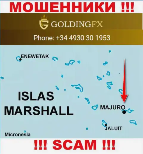 С internet-мошенником ГолдингФХ Инвест Лтд не нужно сотрудничать, ведь они зарегистрированы в оффшоре: Маджуро, Маршалловы острова