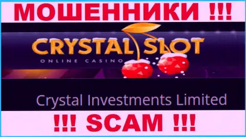 Организация, которая управляет мошенниками Crystal Slot - это Crystal Investments Limited