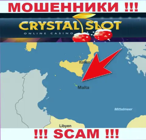 Malta - именно здесь, в офшоре, пустили корни internet-мошенники CrystalSlot