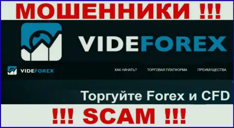 Взаимодействуя с VideForex Com, область деятельности которых FOREX, рискуете остаться без средств