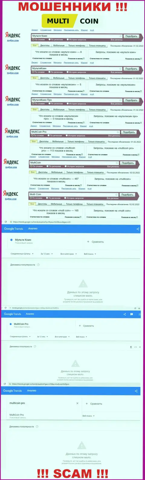 Статистические данные онлайн-запросов по бренду MultiCoin