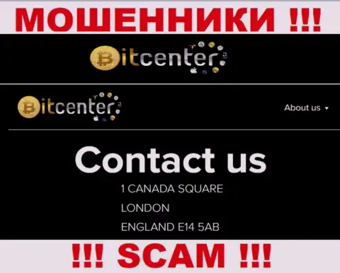 Официальный адрес конторы BitCenter Co Uk ложный - иметь дело с ней нельзя
