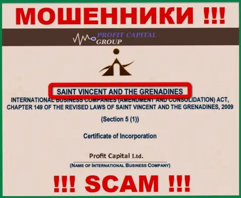 Юридическое место регистрации internet-мошенников Profit Capital Group - St. Vincent and the Grenadines