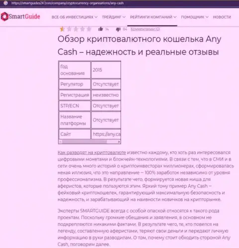 Предложения взаимодействия от AnyCash, вся правдивая информация об этой конторе (обзор мошеннических уловок)