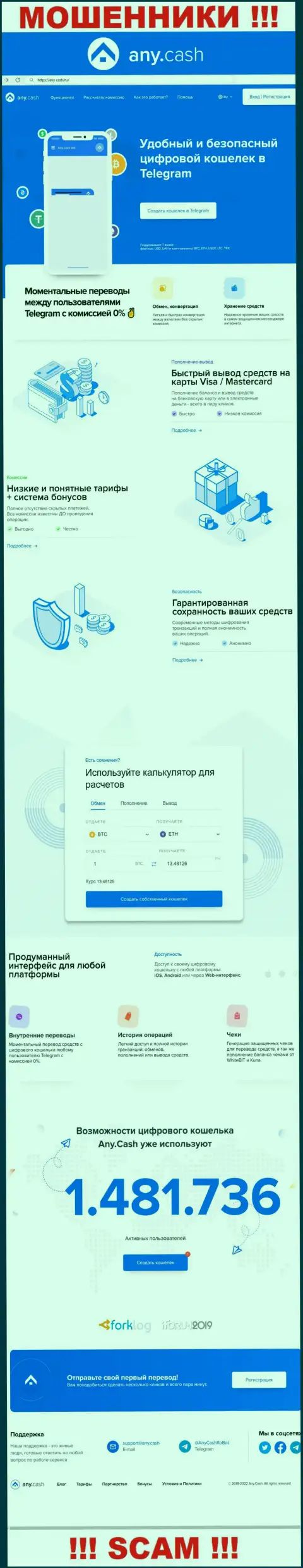 Any Cash - это сайт компании ЭниКеш, обычная страничка мошенников