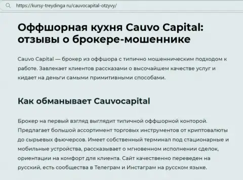 Cauvo Capital - это МОШЕННИКИ ! статья с доказательствами мошеннических действий