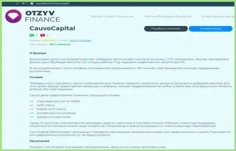 Дилинговый центр Cauvo Capital представлен в материале на информационном портале отзывфинанс ком