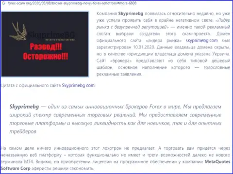 Претензия валютного игрока, который вложил свои финансовые средства в жульническую Форекс брокерскую компанию SkyPrime BG - это лохотрон !!!